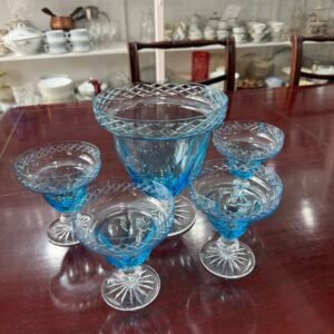 Juego para langostinos cristal tallado celeste