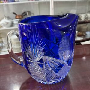 Jarra ponchera cristal súper tallado azul