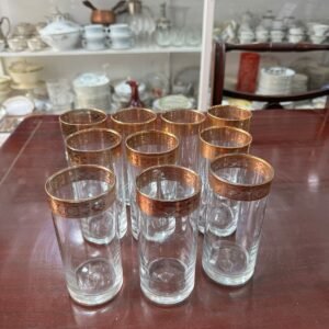 Juego de 10 vasos altos con dorado