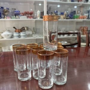 Juego de 10 vasos altos con dorado