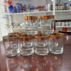 Juego de 10 vasos con dorado