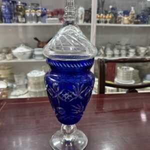 Caramelera de cristal súper tallado azul