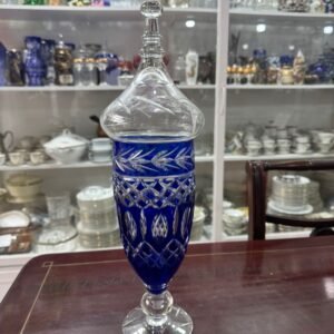 Potiche cristal súper tallado azul