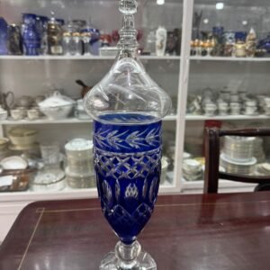 Potiche cristal súper tallado azul