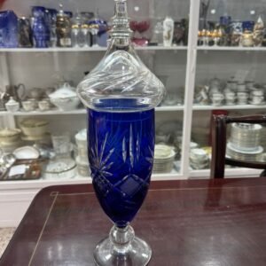 Potiche cristal súper tallado azul