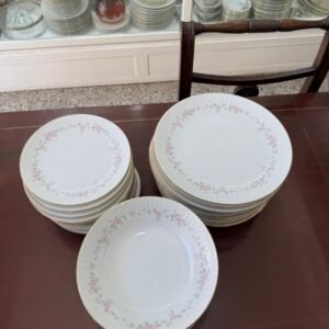 Juego de 12 platos playos, 12 platos hondos y 12 platos de postre porcelana tsuji