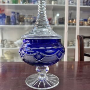 Caramelera de cristal súper tallado azul