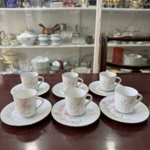 Juego de 6 dúos de café porcelana tsuji