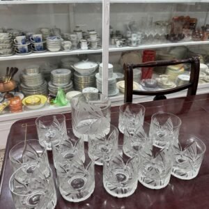 Juego de hielera con 12 vasos de cristal súper tallados whisky