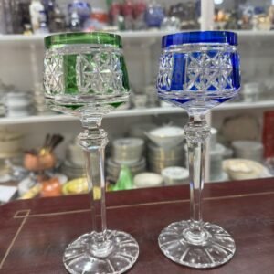 Par de copas de cristal súper talllado estilo BACCARAT