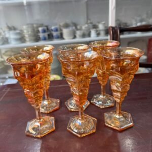 Juego de 6 copas estilo carnival glass