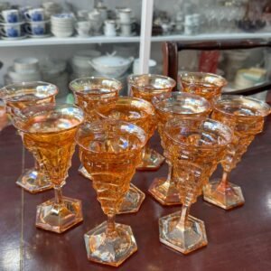Juego de 10 copas estilo carnival glass