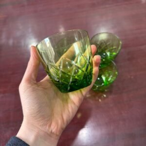 Set de 4 vasos de cristal súper tallados verdes