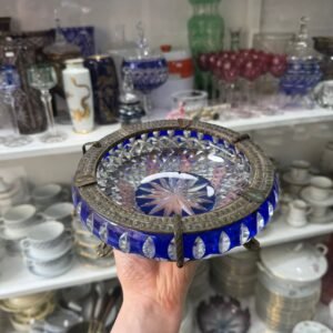 Exquisito cenicero cristal súper tallado con bronce