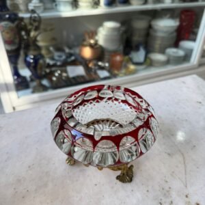 Cenicero de cristal súper tallado rubi con bronce