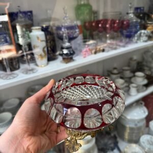 Cenicero de cristal súper tallado rubi con bronce