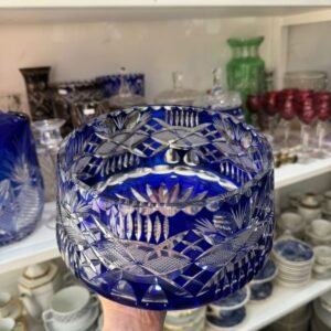 Centro de mesa de cristal súper tallado azul