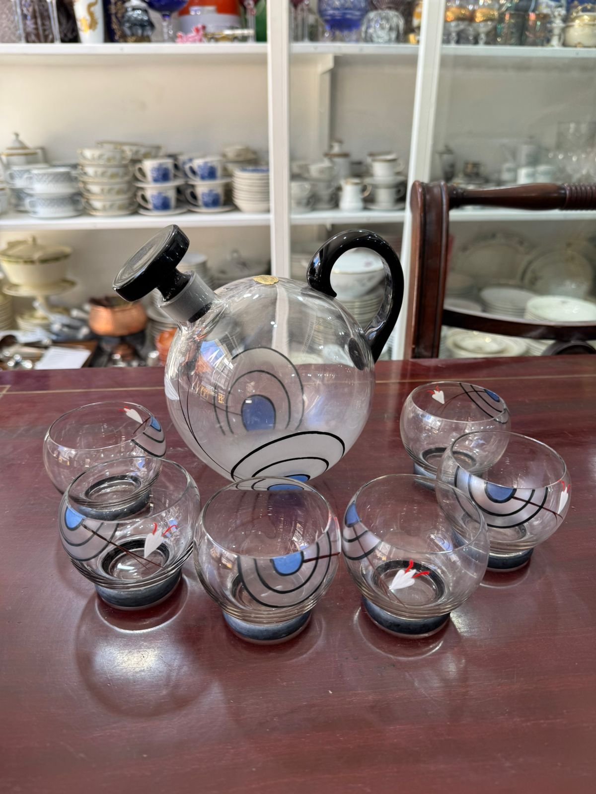 Botellón con 6 copas estilo art nouveau - Image 6