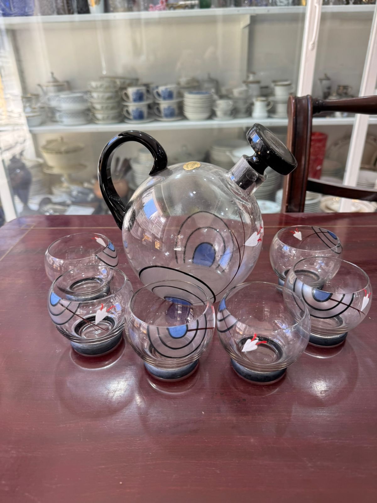 Botellón con 6 copas estilo art nouveau - Image 3