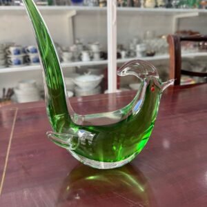 Figura de gallo de cristal de murano verde
