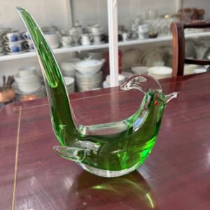 Figura de gallo de cristal de murano verde