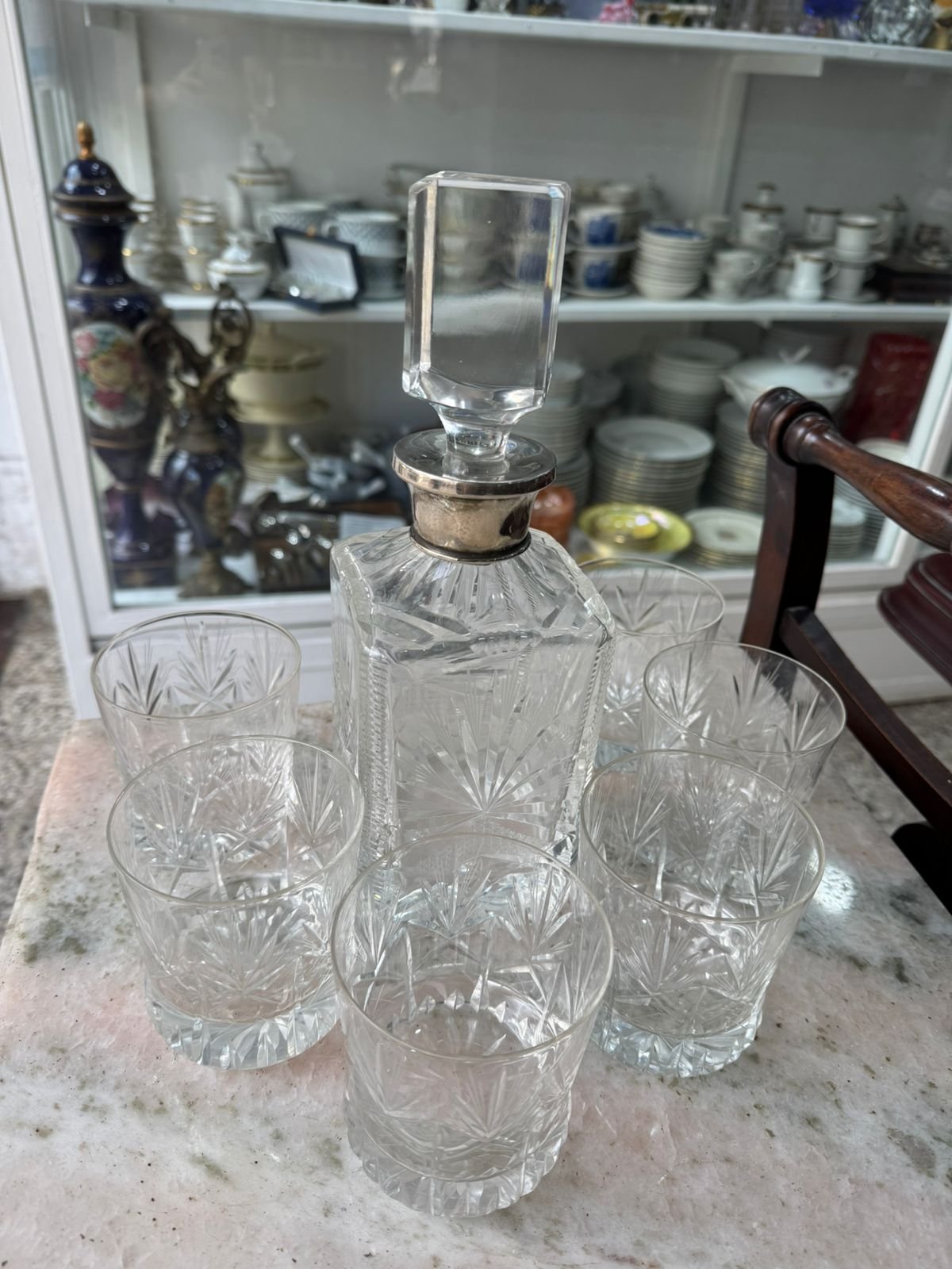 Juego de botellón con 6 vasos de cristal súper tallado para whisky - Image 5