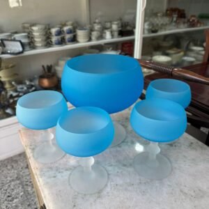 Juego de frutera con 4 copas de opalina