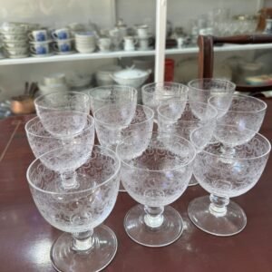 Juego de 10 copas para agua o vino cristal grabadas al acido