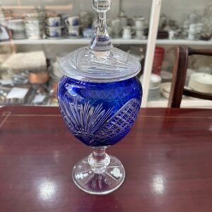 Caramelera de cristal súper tallado azul