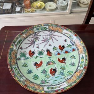 Fuente grande porcelana oriental pintada a mano