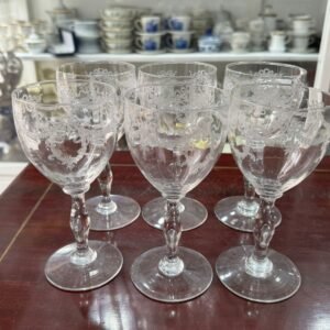 Juego de 6 copas cristal grabadas al acido
