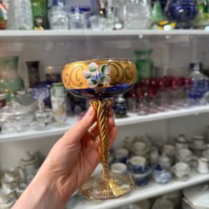 Copón de cristal de murano veneciano pintado a mano con oro