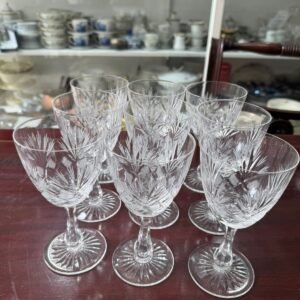 Juego de 9 copas cristal súper tallado para vino