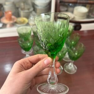Juego de 12 copas verdes cristal súper tallado