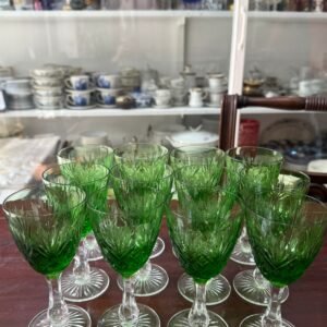 Juego de 12 copas verdes cristal súper tallado