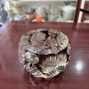 Cenicero cristal súper tallado marron grande