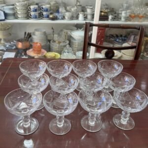 Juego de 12 copas de cristal súper tallado para postre