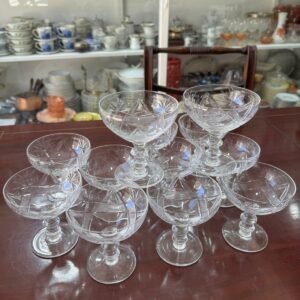 Juego de 12 copas de cristal súper tallado para postre