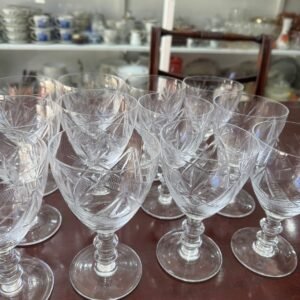 Juego de 12 copas de cristal súper tallado para vino