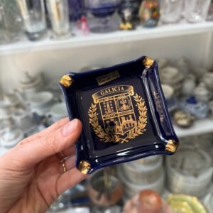 Cenicero porcelana oro de ley azul cobalto con oro