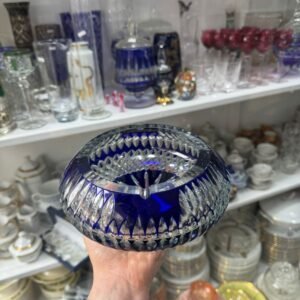 Cenicero de cristal súper tallado azul XXL