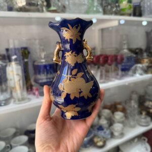 Florero azul cobalto con oro