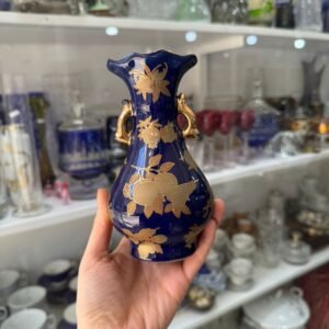 Florero azul cobalto con oro