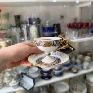 Dúo de café de porcelana de colección español nuevo en caja