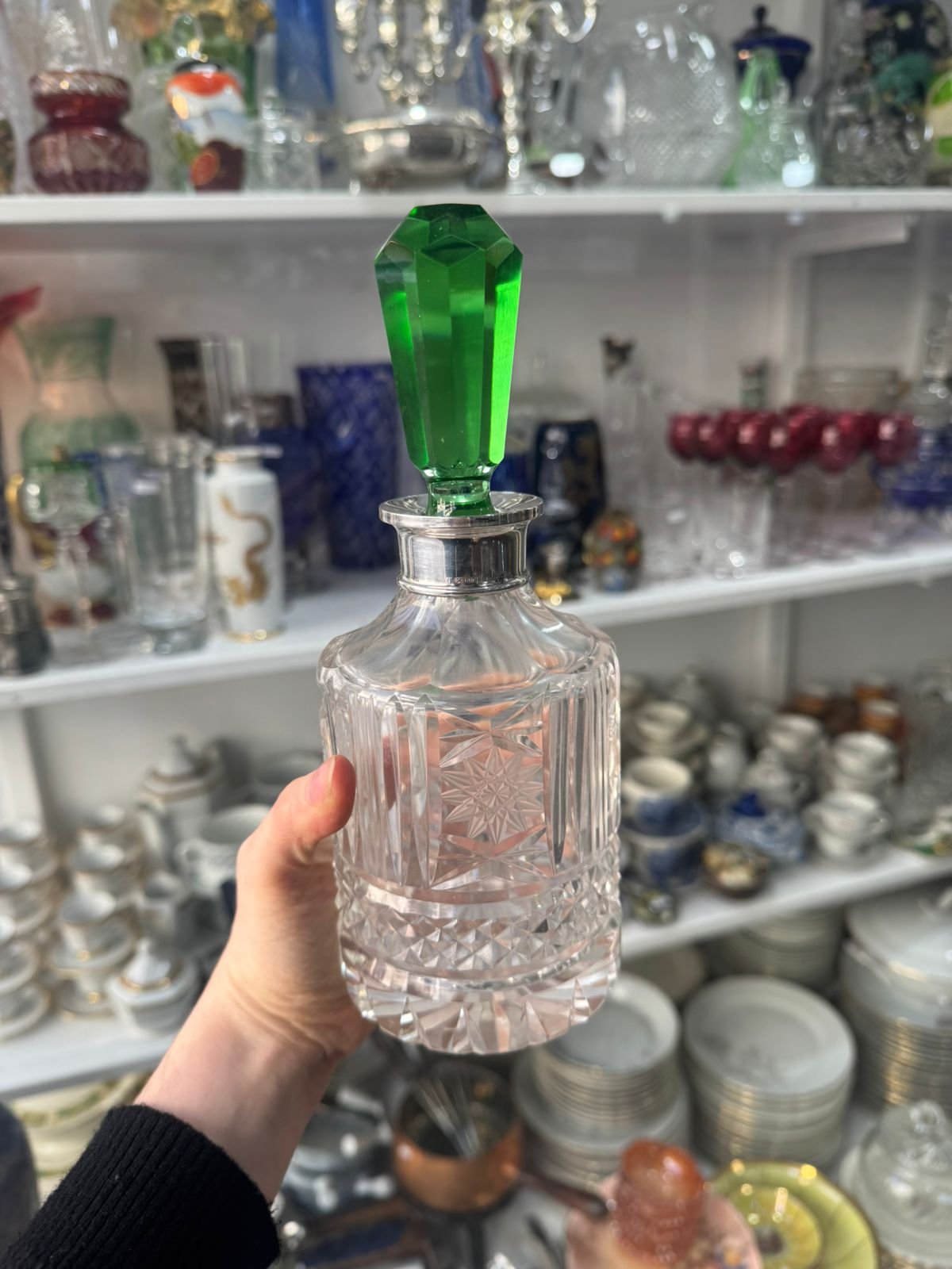 Set de perfumeros de cristal súper tallado europeo pico plata 925 - Image 2