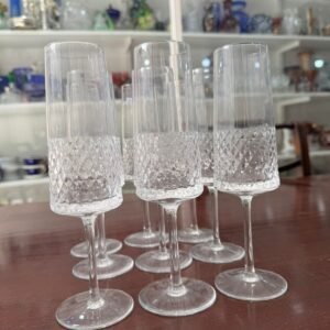 Juego de 9 copas de cristal súper tallado para champagne