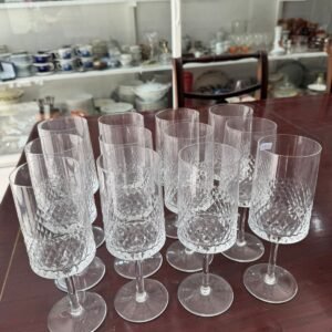 Juego de 12 copas de cristal súper tallado para agua o vino