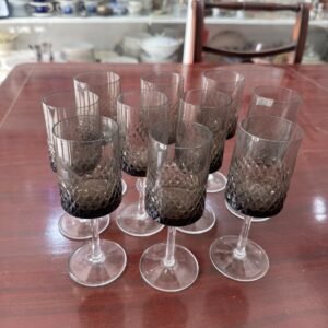 Juego de 10 copas negras cristal súper tallado