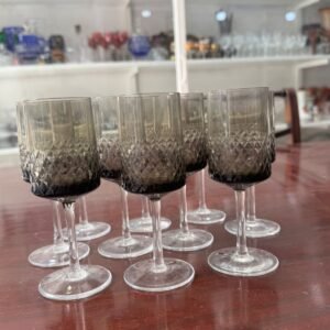 Juego de 10 copas negras cristal súper tallado