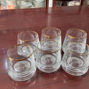 Juego de 6 vasos para whisky con dorado de cristal